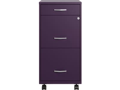 Space Solutions SOHO Organizer 3-Drawer Mobile Vertical File Cabinet, Letter Size, Lockable, Midnigh