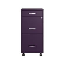 Space Solutions SOHO Organizer 3-Drawer Mobile Vertical File Cabinet, Letter Size, Lockable, Midnigh