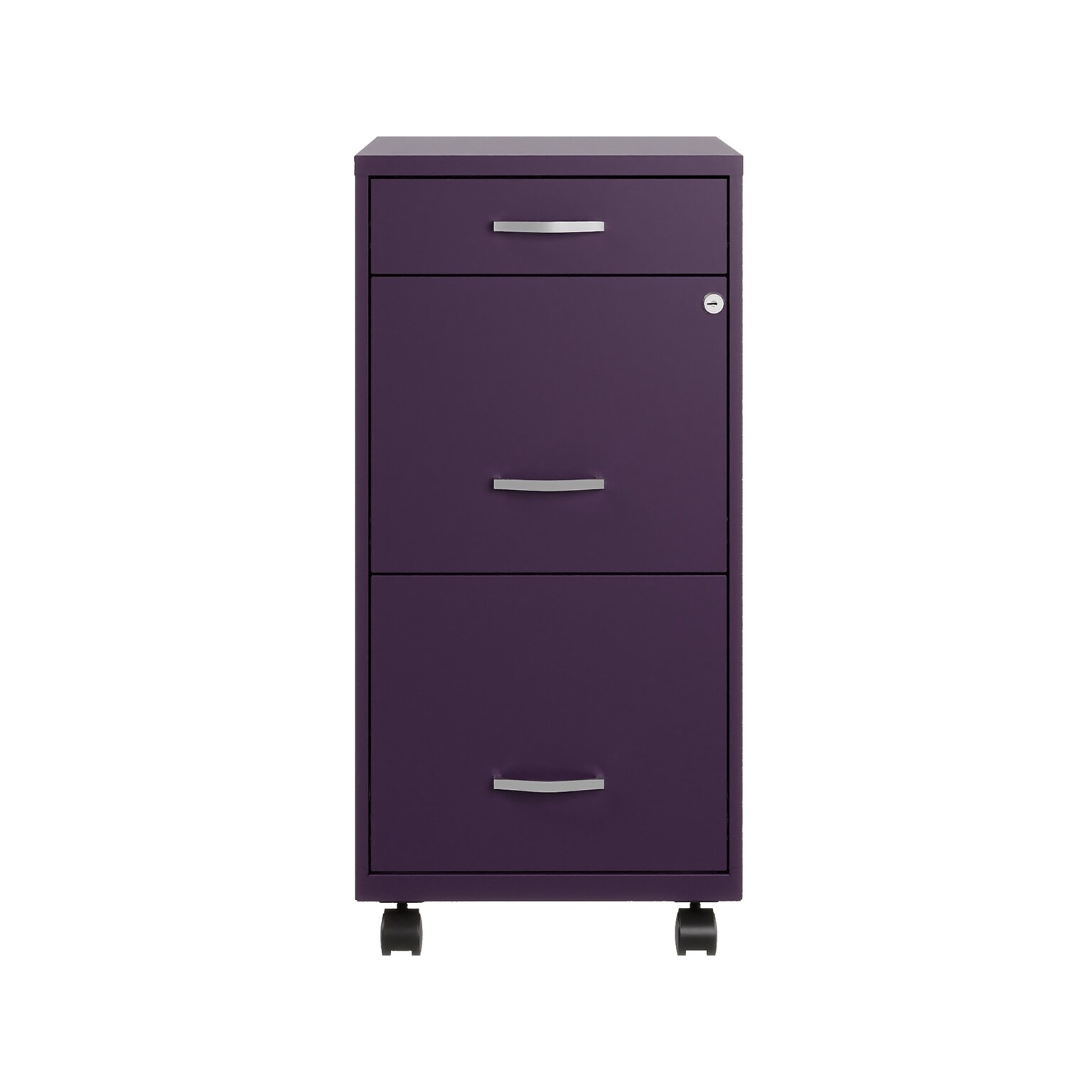 Space Solutions SOHO Organizer 3-Drawer Mobile Vertical File Cabinet, Letter Size, Lockable, Midnight Purple (25285)