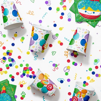 Creative Converting Bubbly Birthday Paper Cups, Multicolored, 32/Pack (DTC365085CUP)