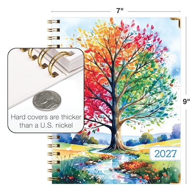 2027 Excello Brands 7.8" x 9" Weekly & Monthly Standard Planner, Paperboard Cover, Tree Seasons (FSHN-CY27-79-20)