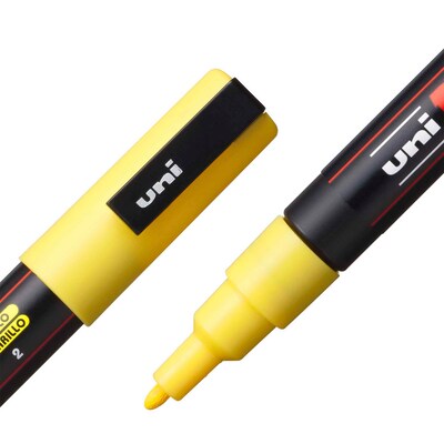 POSCA PC-3M Water Based Paint Marker, Fine Bullet Tip, Yellow, 3/Pack (UBCPC3MYELLOW-3)