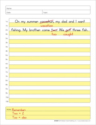 Barker Creek E-Z Edit Handwriting Practice Paper, 8.5" x 11", 60 lbs., Multicolored, 600 Sheets/Pack (BC550212)