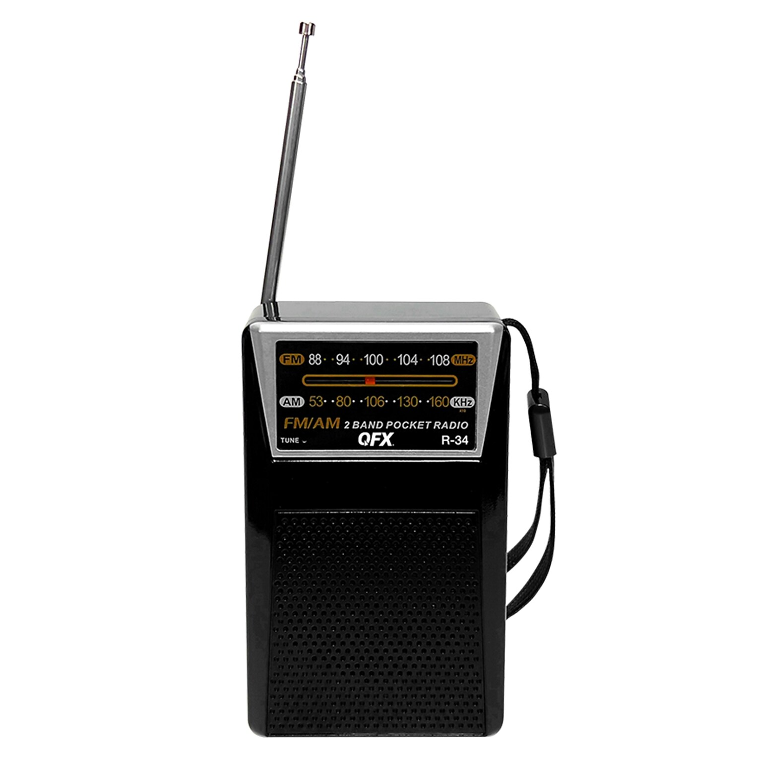 QFX Wireless Portable & Rechargeable AM/FM Radio with Headphone Output, Black (R-34)