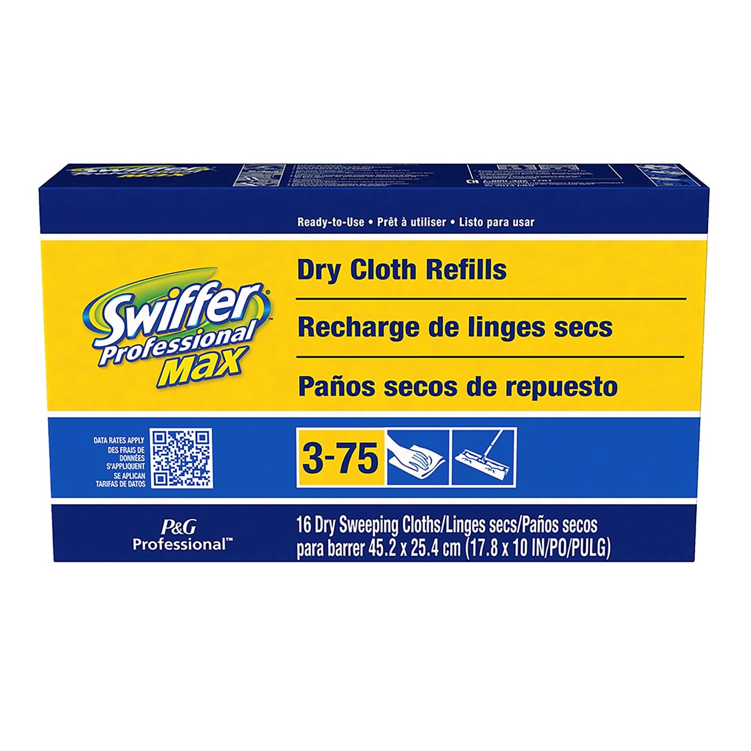 Swiffer Professional Max Cotton Dry Cloths, White, 96/Carton (37109)