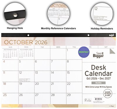 2026-2027 Overland Travelware 17" x 11" Monthly Desk Pad Calendar (90716)