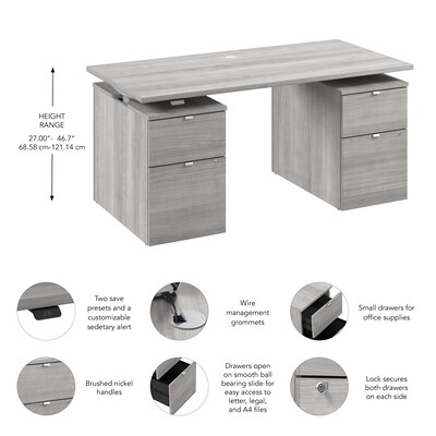 Bush Business Furniture Stratus 60"W Electric Rectangular Adjustable Standing Desk with Drawers, Platinum Gray (SUT009PG)