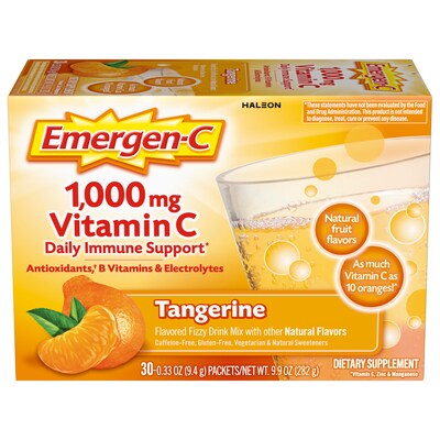 Emergen-C 1000mg Vitamin C Drink Mix Powder, Tangerine, 30/Box (F76314130202T)