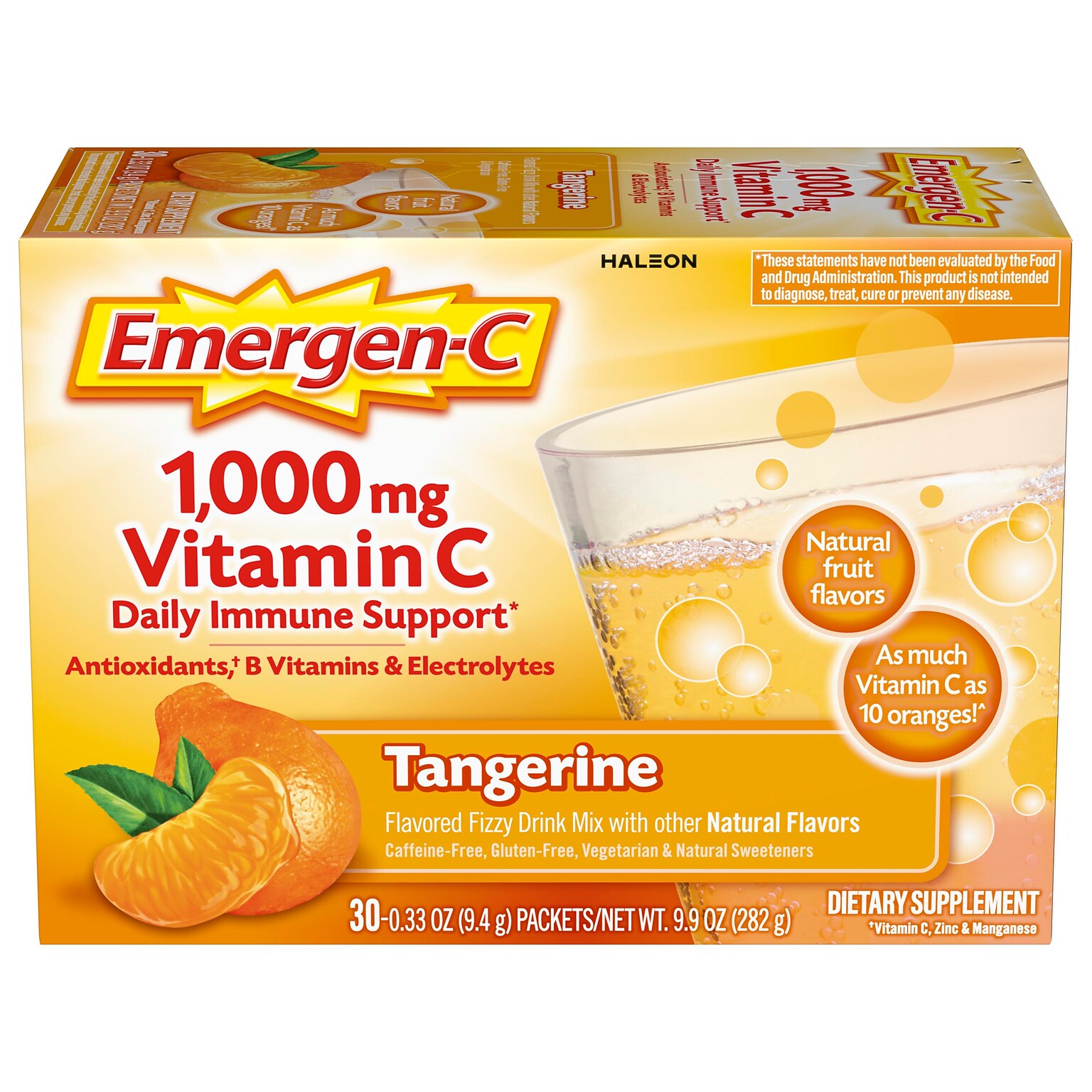 Emergen-C 1000mg Vitamin C Drink Mix Powder, Tangerine, 30/Box (F76314130202T)