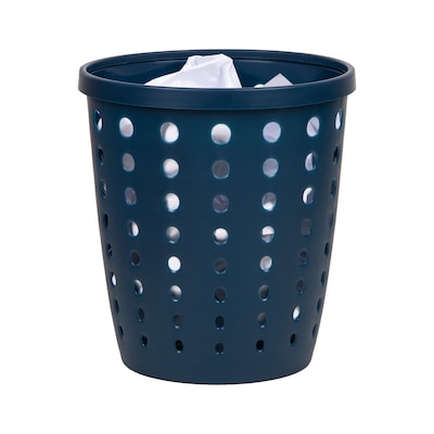 Staples Plastic Trash Can, 2.8 Gallon, Navy Blue (ST63896)