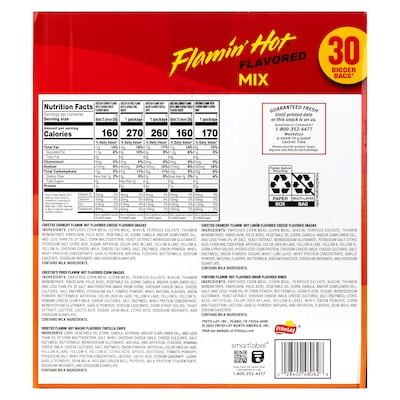 Frito Lay Flamin' Hot Mix Variety Pack, 30 Bags/Pack (295-00007)