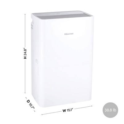 Hisense 50-Pint Dehumidifier, 3-Speed, Covers up to 4500 sq. ft., White (ADH50K26)