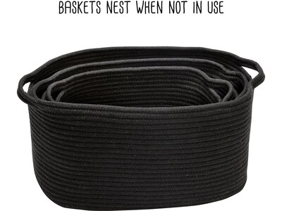 Honey-Can-Do Cotton Nesting Baskets with Handles, Black, 3/Set (STO-08748)