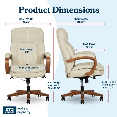 La-Z-Boy Colston Ergonomic Vegan Leather Swivel Executive Chair, Cream (60120-CRM)