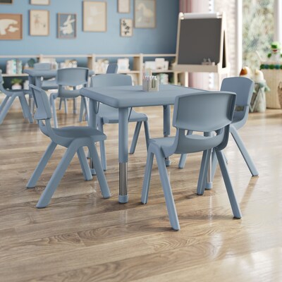 Flash Furniture Emmy Square Activity Table Set, 24 x 24, Height Adjustable, Dusty Blue (YCX232SQRTBDTBE)
