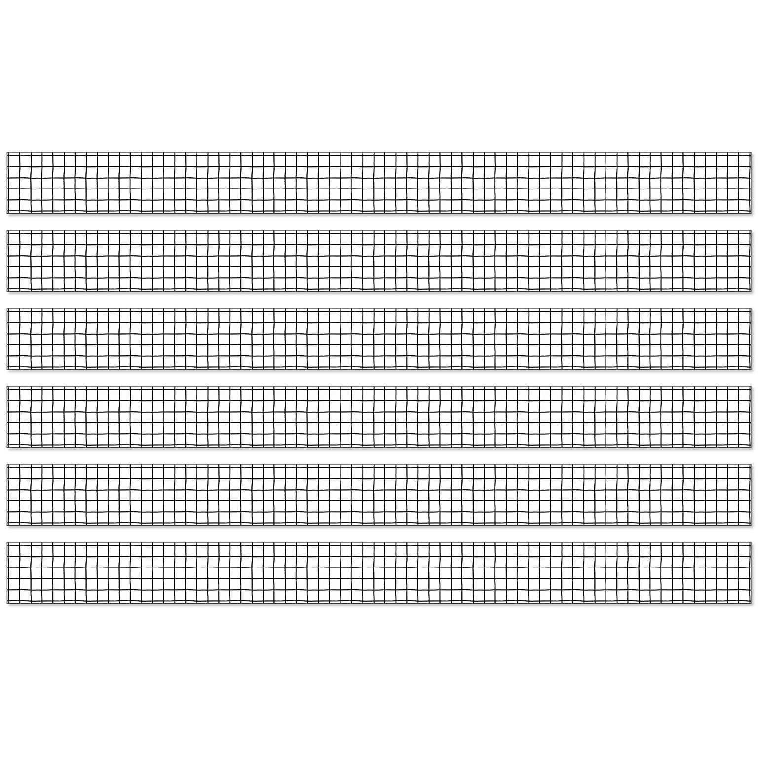 Happily Ever Elementary Creatively Inspired Straight Borders, 3 x 3, Black/White Grid, 6/Bundle (CD-108501-6)