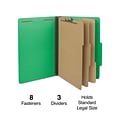 Quill Brand® 2/5-Cut Tab Pressboard Classification File Folders, 3-Partitions, 8-Fasteners, Legal, G