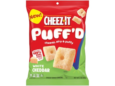 Cheez-It Puffd Snack Crackers, White Cheddar, 3 Oz., 6/Carton (2410000024)