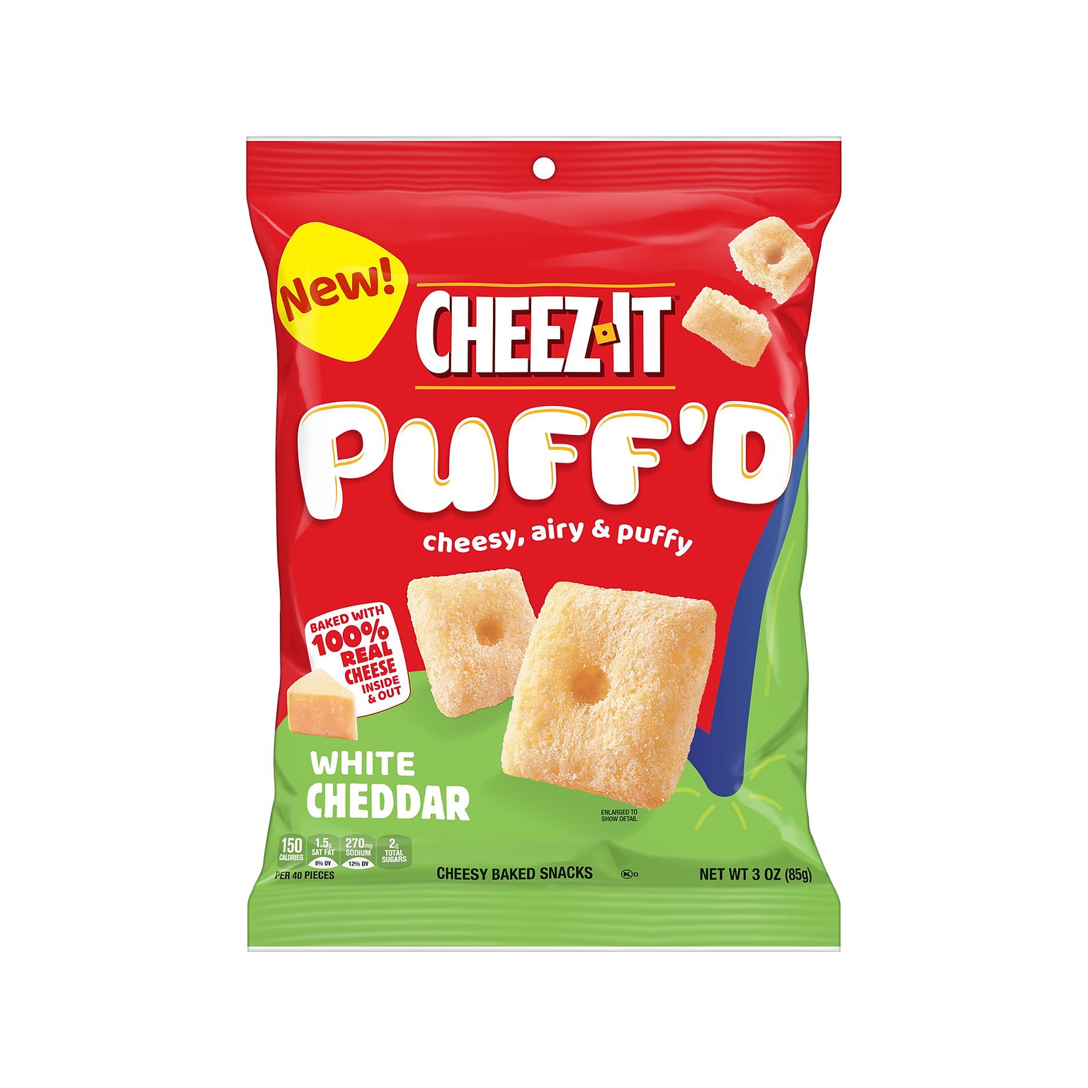 Cheez-It Puffd Snack Crackers, White Cheddar, 3 Oz., 6/Carton (2410000024)