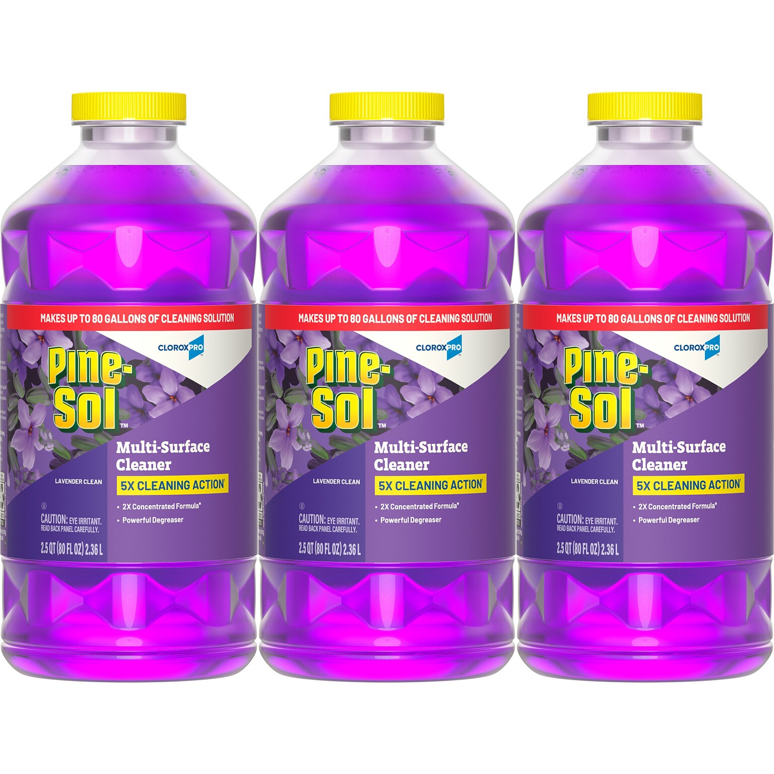 Pine-Sol Multi-Surface Cleaner Degreaser, Lavender Clean Scent, 80 fl. oz., 3/Carton (60608)