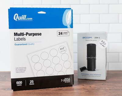 Quill Brand® Laser/Inkjet Labels, 1-2/3 Round, White, 600 Labels (Comparable to Avery 5293)
