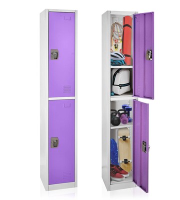 AdirOffice 72 2-Tier Key Lock Purple Steel Storage Locker (629-202-PUR)