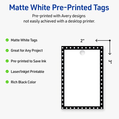 Avery  3 Blank Price & Merchandise Tags, White, 80/Carton (S00-DKX-PRMWT10)