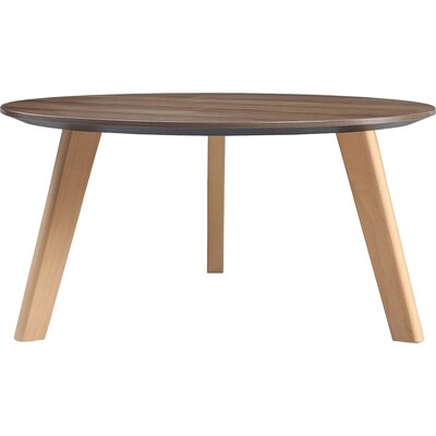 Lorell Quintessence Collection 32 Dia Laminate Round Coffee Table with Knife Edge, Walnut (LLR16247)