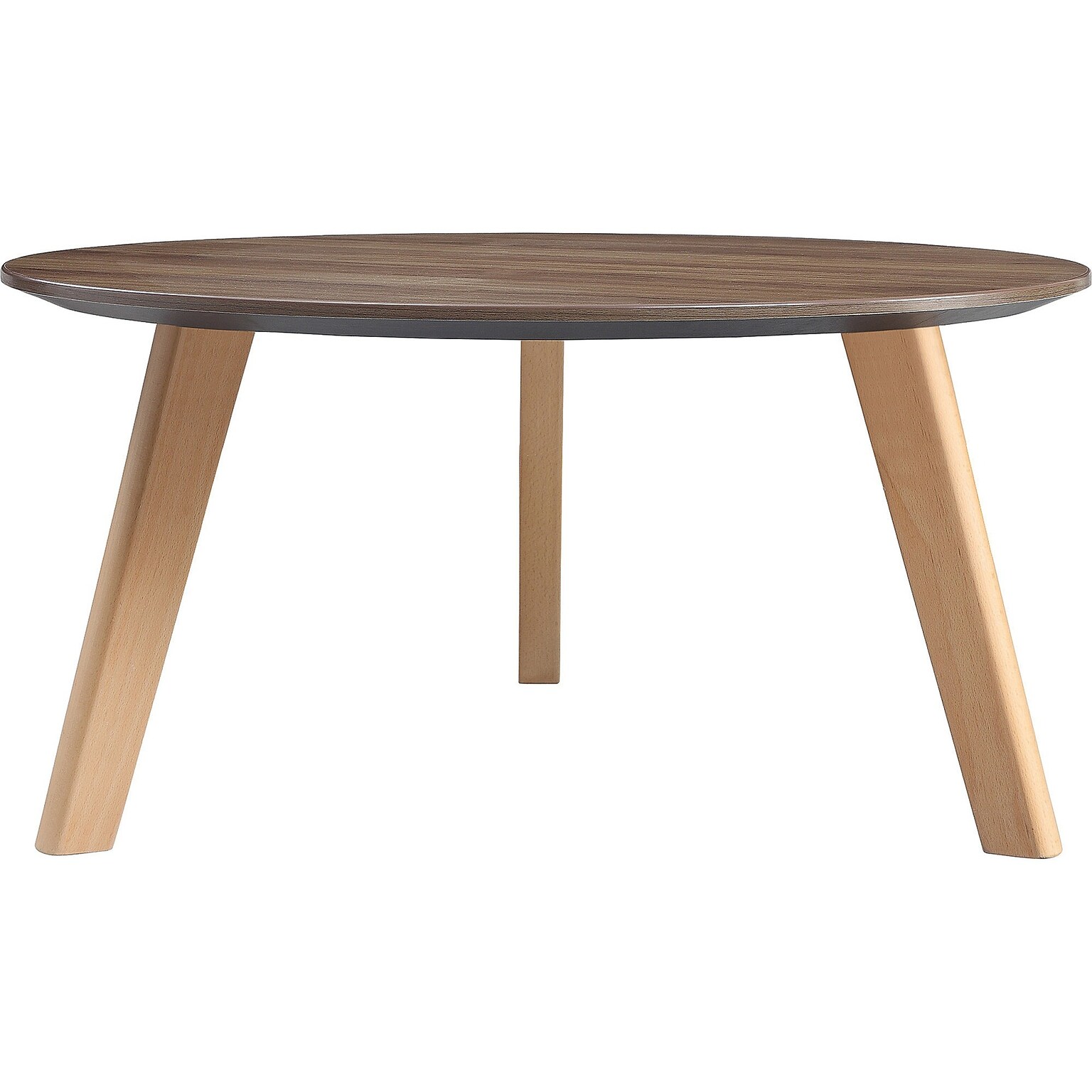 Lorell Quintessence Collection 32 Dia Laminate Round Coffee Table with Knife Edge, Walnut (LLR16247)