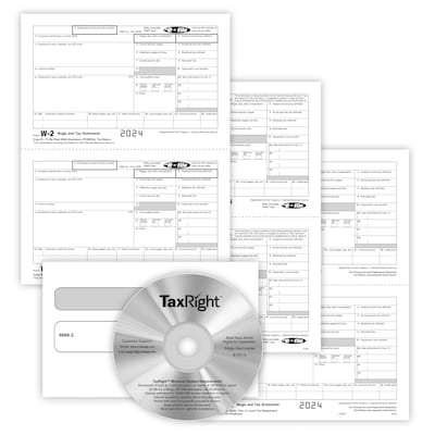 ComplyRight 2024 W-2 Tax Forms, Envelopes and Software, 5-Part, 2-Up, White, 50/Tub (5648ES)