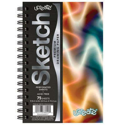UCreate Neon Squiggles 9 x 6 Sketch Book, Pack of 3 (PAC38040-3)
