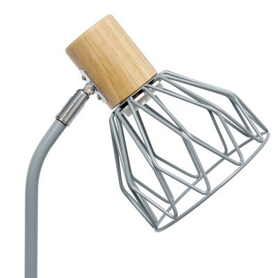Simple Designs Farmhouse Fusion LED Desk Lamp, 18.19", Gray Iron (LD2022-GRY)