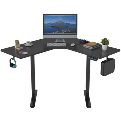 Mount-It! MI-15003 47W L-Shaped Adjustable Particle Board Standing Desk, Black (MI-15003)