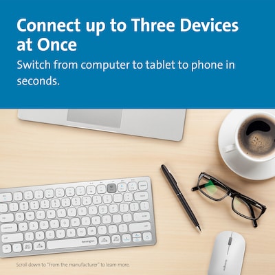 Kensington Multi-Device Dual Wireless Compact Keyboard, Silver (K75504US)