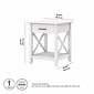 Bush Furniture Key West 20" x 20" End Table with Storage, Pure White Oak (KWT120WT-03)