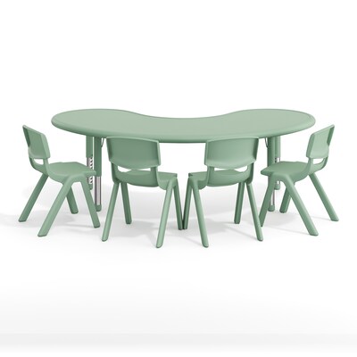 Flash Furniture Emmy Half Moon Activity Table Set, 65" x 35", Height Adjustable, Sage (YCX42MOONTBSGEE)