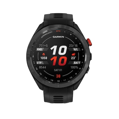 Garmin Approach S70 Golf Smartwatch, GPS, 42mm, Black Ceramic Bezel, Black Silicone Band (010-02746-02)