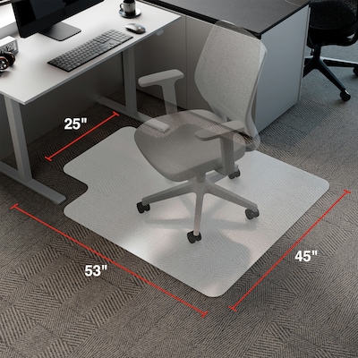 Quill Brand® Chairmat, For Flat-Pile Carpets, Standard Lip, 45" x 53"