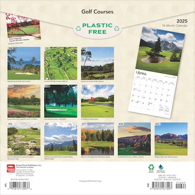 2025 BrownTrout Golf Courses 12 x 12 Monthly Square Wall Calendar (9781975477097)