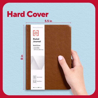 TRU RED™ 5.5” x 8” Medium Hard Cover Narrow Ruled Journal, Cognac (TR61950)