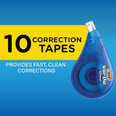 BIC Wite-Out EZ Correct Correction Tape, White, 10/Pack (WOTAP10)
