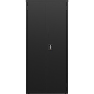 Lorell Fortress Series Slimline Storage Cabinet, 30"W x 15"D x 66"H, Black (LLR69830BK)