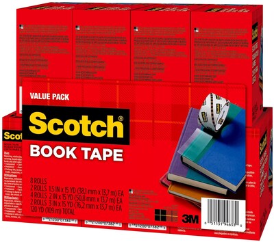 Scotch® Book Tape Value Pack, 8 Rolls (845-VP)