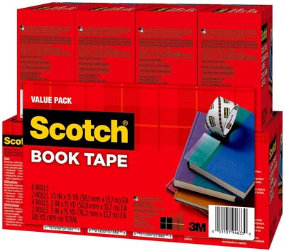 Scotch Book Tape Value Pack, 8 Rolls (845-VP)