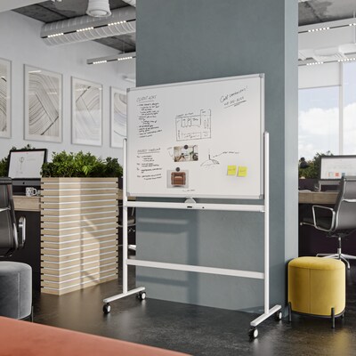 U Brands Double Sided Magnetic Mobile Dry-Erase Whiteboard Easel, 47" x 35" (4535U00-01)