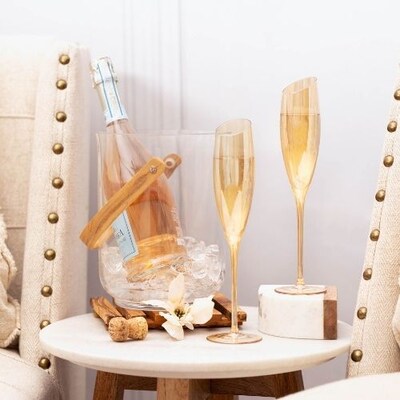Jeanne Fitz Slant Collection Champagne Glasses, Set of 2, Gold