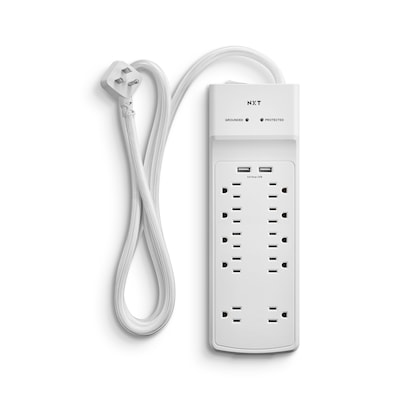 NXT Technologies™ 10-Outlet Plus USB Surge Protector, 6 Cord, 3000 Joules (NX54318)