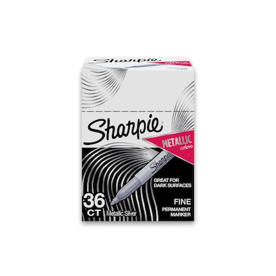 Sharpie Permanent Marker, Fine Tip, Metallic Silver, 36/Pack (2003899)