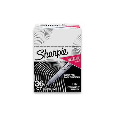 Sharpie Permanent Marker, Fine Tip, Metallic Silver, 36/Pack (2003899)