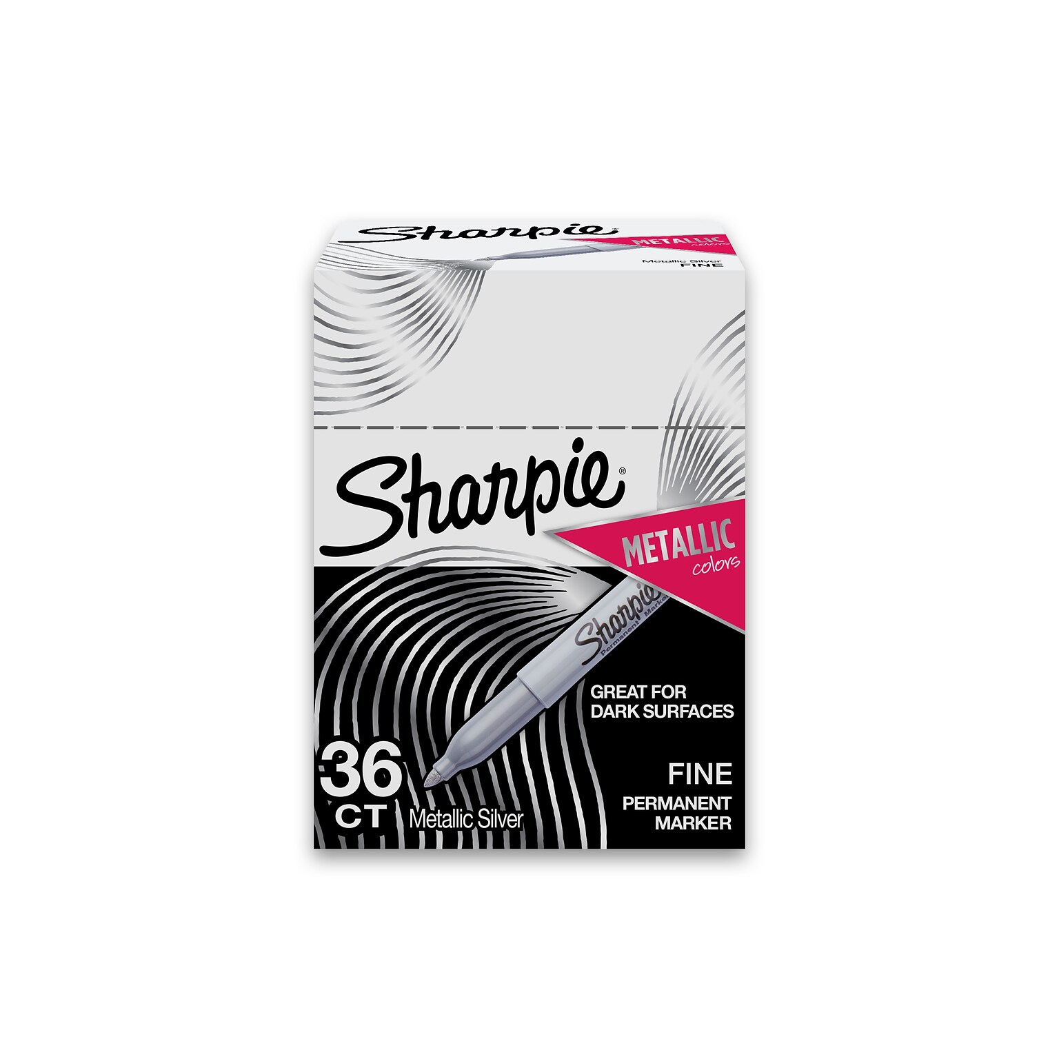Sharpie Permanent Marker, Fine Tip, Metallic Silver, 36/Pack (2003899)